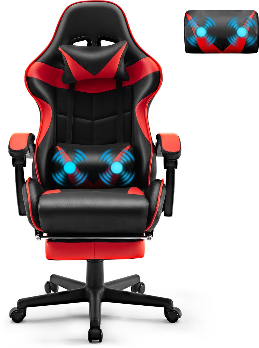 Arvioo-Gamestoel-Massage Voetsteun-Verstelbaar-Rood