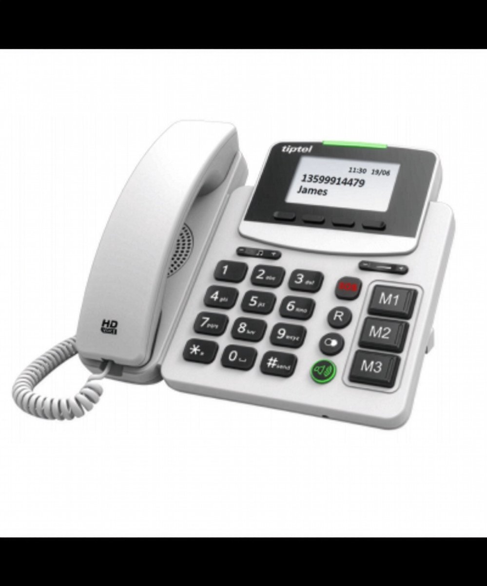 Tiptel 3220XL – VoIP IP Telefoon – Extra Grote Toetsen en Display – SIP – PoE – Wit