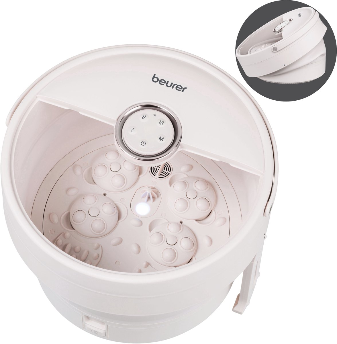 Beurer FB 55 Voetenbad – 2-in-1 Shiatsu Voetmassageapparaat – Opvouwbaar – Magnetische Afstandsbediening – Waterverwarming tot 46 °C – 3 LED Temperatuurstanden – Tot Schoenmaat 45 – 3 Jaar Garantie