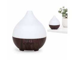 Aromadiffuser - 100 ml Ultrasone Luchtbevochtiger met 7-Kleurig LED Licht - Etherische Olie Diffuser met Automatische Uitschakeling - donkere houtkleur