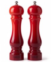 Hage - Handmatige Zout- en Pepermolenset - Zout- en Peperstrooier - Peper & Zout - Keramisch Maalwerk - Verstelbare Maalgraad - 100ml - Ø5.5 x 22 cm - Rood