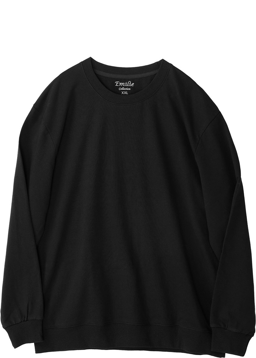 Emilie collection - sweater - zwart - basic trui - Ronde Hals – Lange Mouw - katoen
