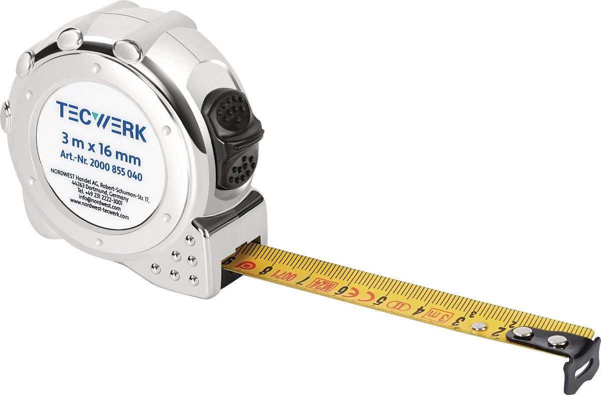 Rolbandmaat L.3m B.16mm mm/cm EG II Kunststof CR TECWERK