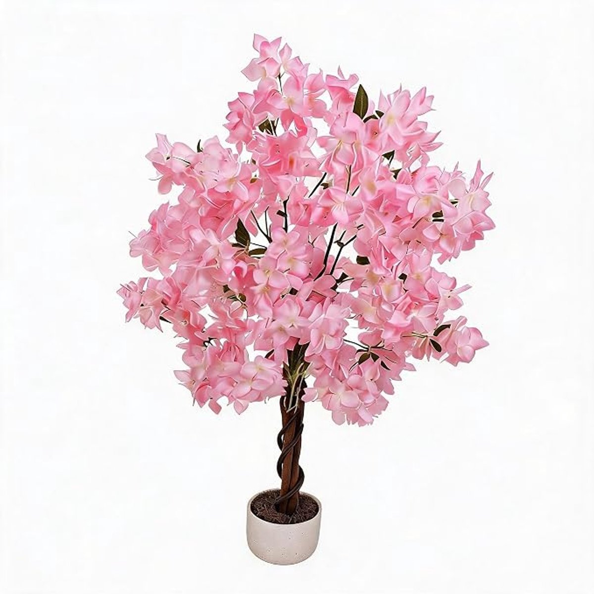 HOERFURIY Kunst kersenbloesemboom - 120 cm - vlindervormige roze polyester bloemen - stabiele zwarte pot - decoratie woning kantoor bruiloft