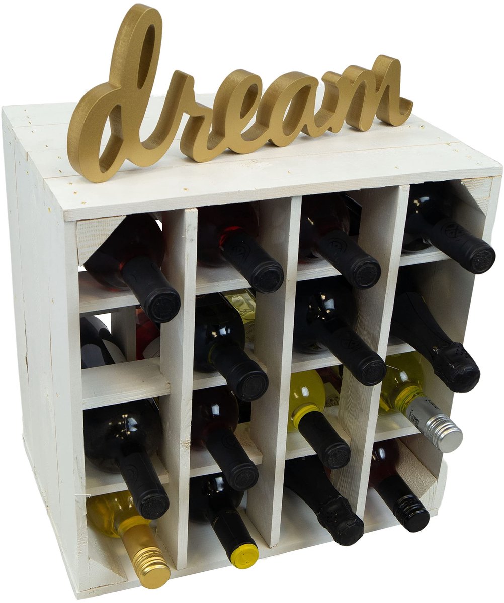 Solidchoice - Wit Wijnrek voor 16 Flessen 40x40x27 cm