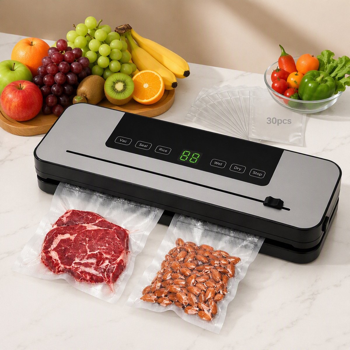 Loha party® Vacumeermachine - Vacuummachines - Foodsaver - Seal Apparaat - Vacuummachine - Vacuum Machine - Incl30 Vacumeerzakken