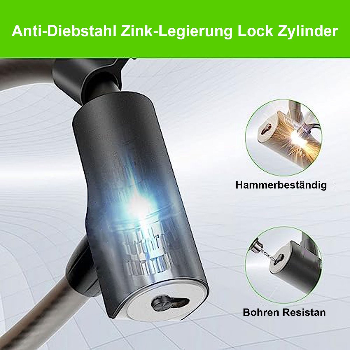COVREO Fietsslot 120 cm zwart, stalen kabel met sleutel en bevestigingsbeugel