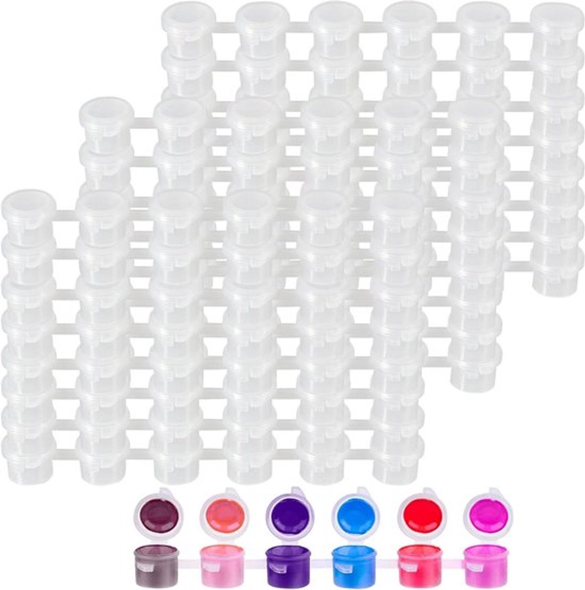 1200 Stuks 3ml Mini Verfpotjes, Lege Plastic Verfcontainers met Deksels voor Kunstenaars, Ambachtslieden en Onderwijsdoeleinden