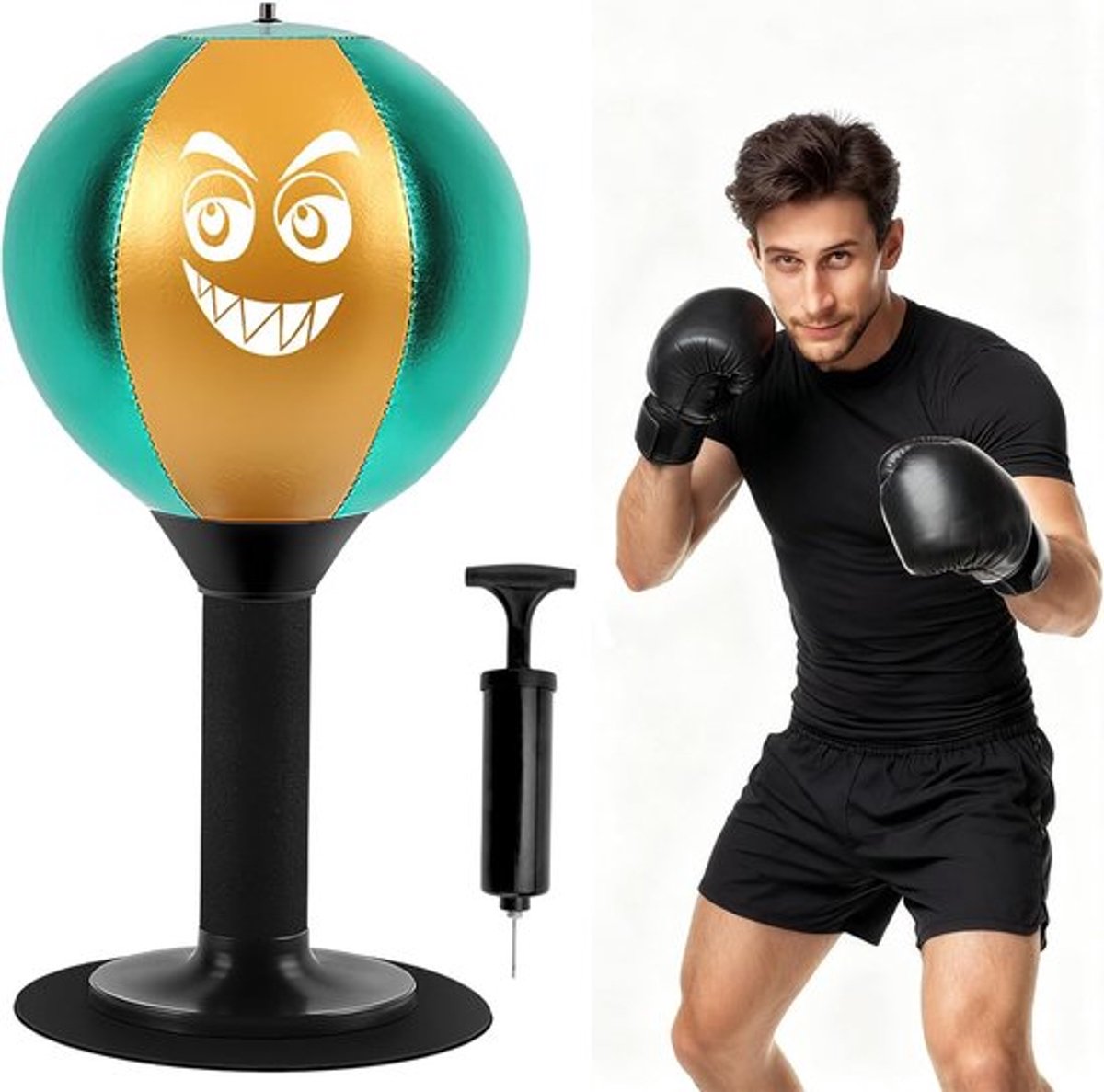Punchingball met Zuignap en Pomp voor Stressverlichting, Ideaal voor Thuis en Kantoor, Opblaasbare Bokszak en Anti-Stress Speelgoed voor Volwassenen