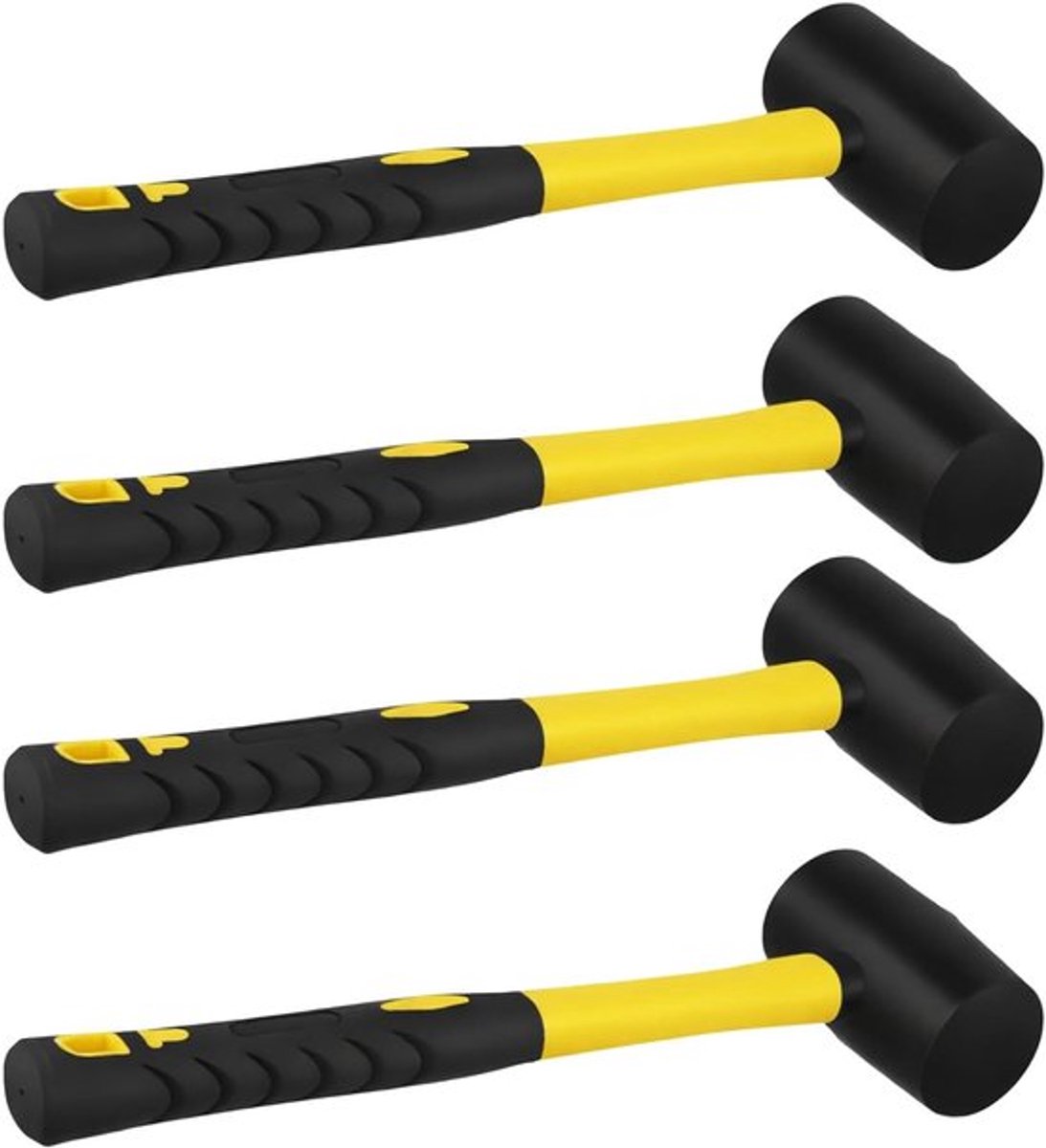 Rubberen hamer 16 oz, 260 x 95 mm, 4-delige set voor doe-het-zelf, camping en houtbewerking
