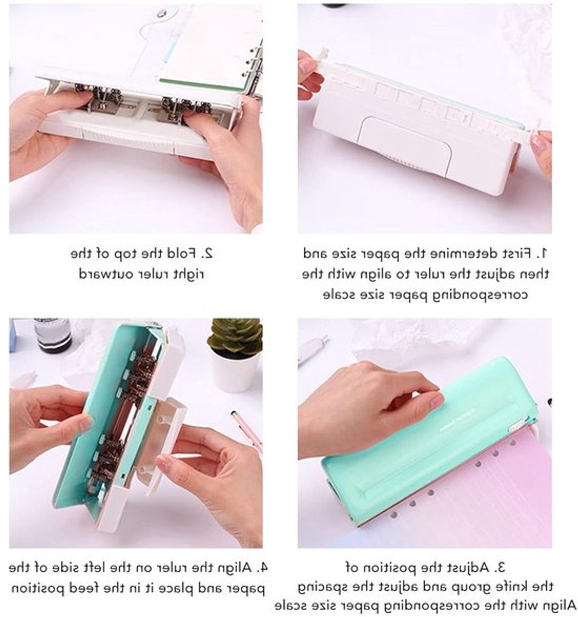 Verstelbare 6-Hole Paper Punch voor Planners en Mappen, Geschikt voor A4 A5 B5 A6 A7, Capaciteit tot 10 Bladen, Ideaal voor Organiseren en Archiveren
