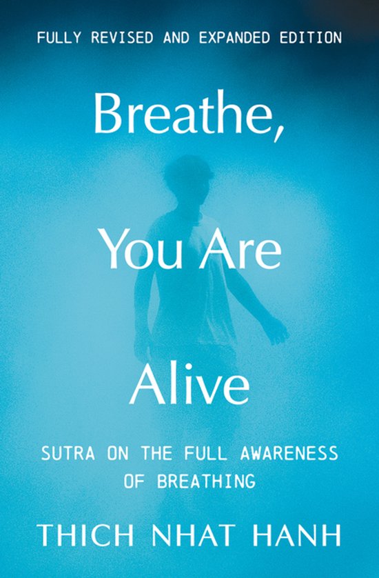 Boekomslag met de titel 'Breathe, You Are Alive!' en een silhouet van een persoon op een blauwe, wazige achtergrond.