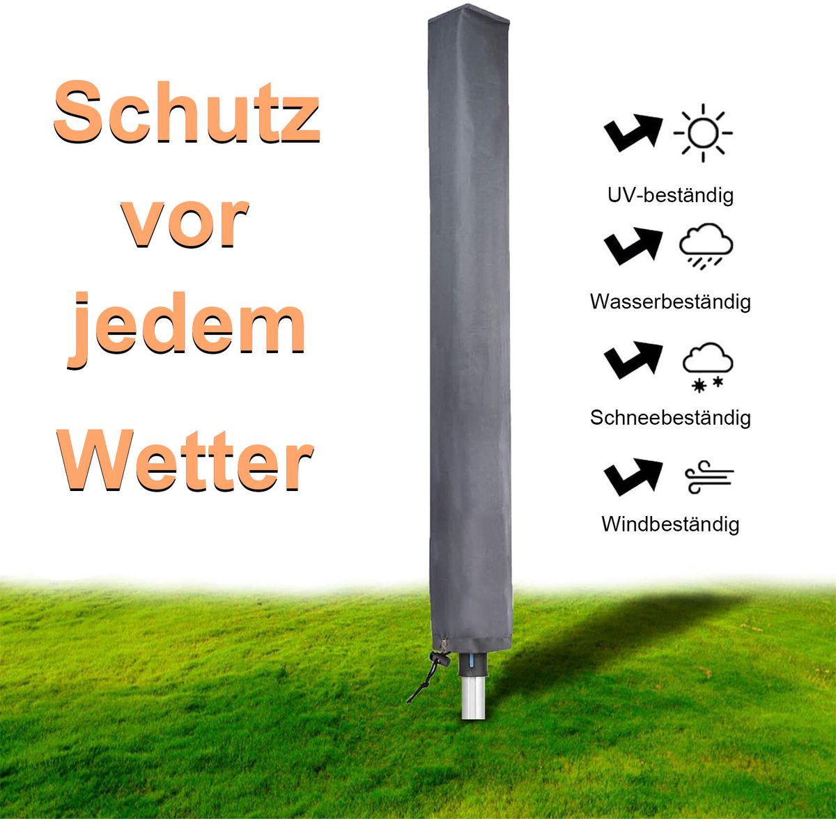 COVREO Beschermhoes voor droogmolen 16x16x180 cm grijs, 600D Oxford stof