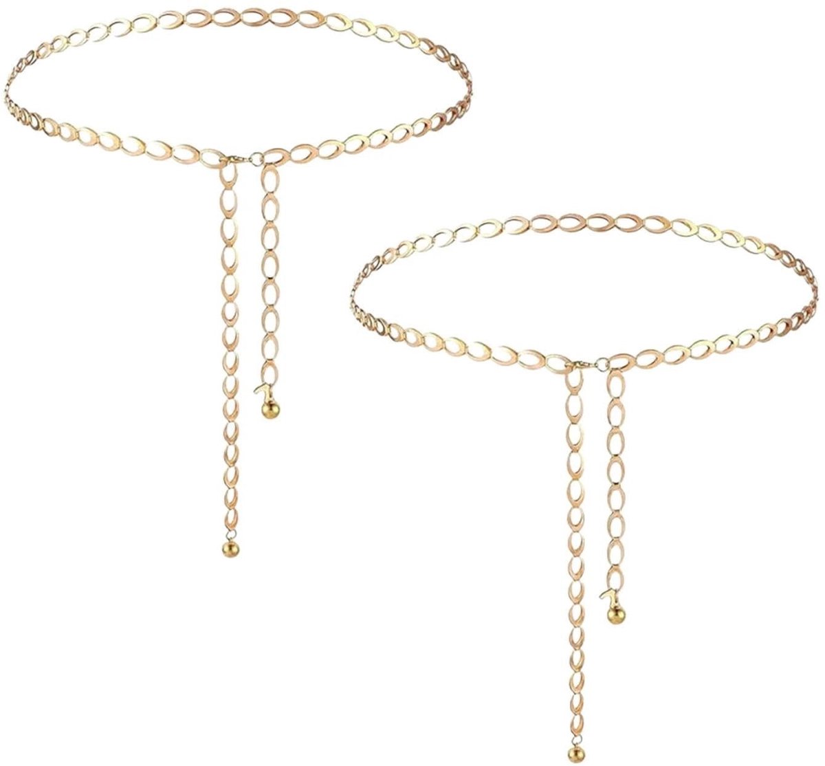 Solidchoice - 2 Stuks Metalen Taille Ketting Gordel voor Dames