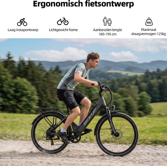 Maxtron Marathon Elektrische Fiets - 810Wh Accu - Actieradius tot 160 km - 700C×50C Banden - Shimano 7 Versnellingen - Verende Voorvork met Lock-out (Aluminium) - Mechanische Schijfremmen - Stadsfiets - Max. Belastbaar 120 kg - - Groen van Maxtron — afbeelding 4
