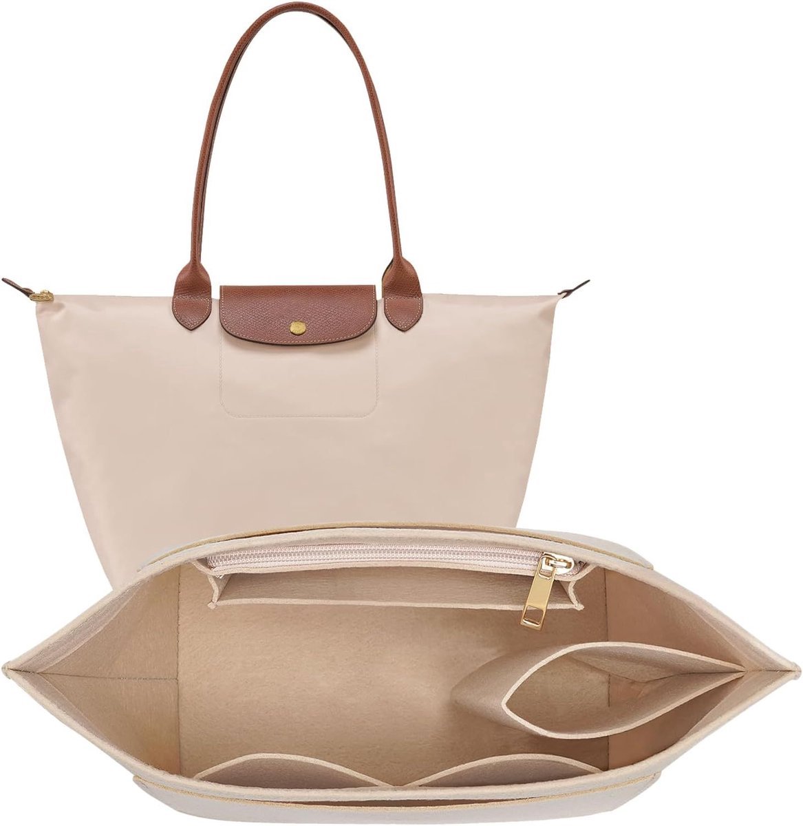 Casalora – Tas Organizer – Bag in Bag – 26cm – Bag Organizer – Handtas Organizer Met Meerdere Vakken – Beige – M