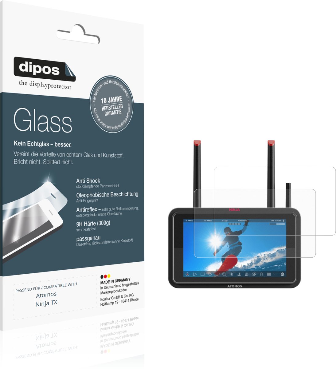 dipos – 2x Matte Pantserfolie geschikt voor Atomos Ninja TX | 9H Screenprotector