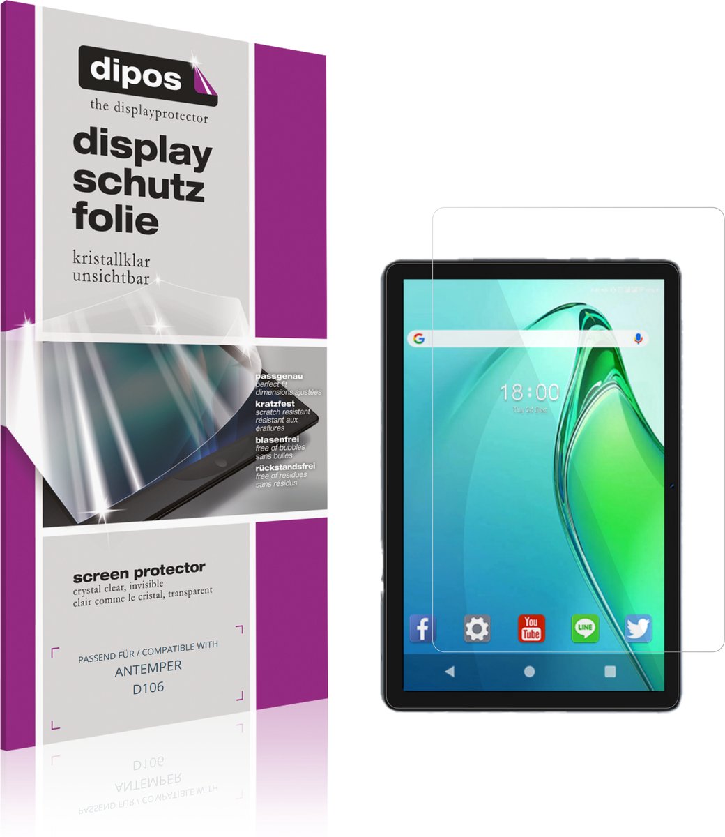 dipos – 2x Beschermfolie geschikt voor ANTEMPER D106 | Krasbestendige & heldere Screenprotector Ultra-Thin