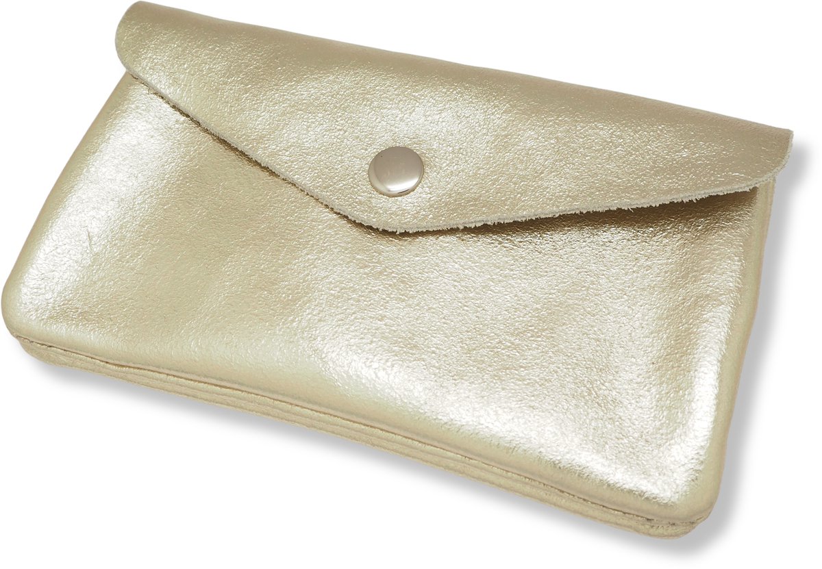 Bijoutheek Portemonnee Leer Italiaans Groot Metallic Goud