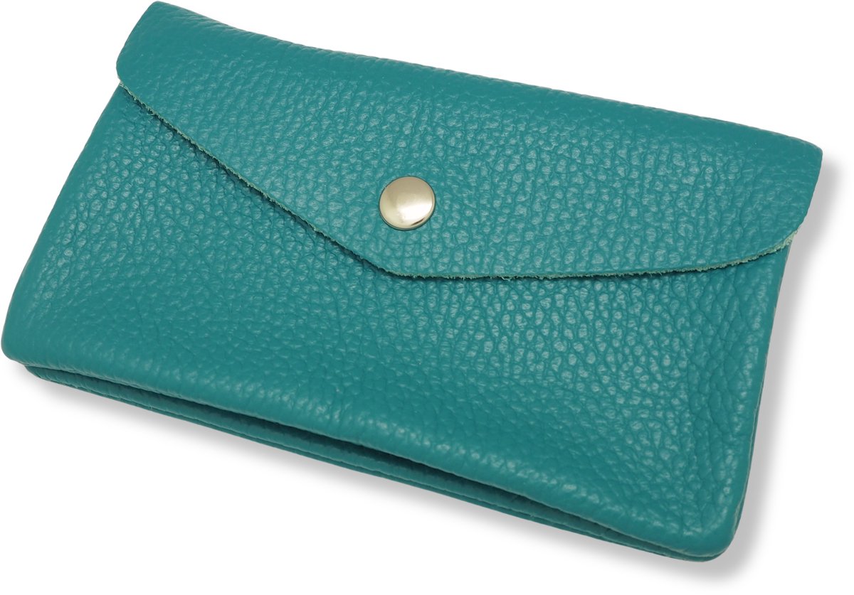 Bijoutheek Portemonnee Leer Italiaans Groot Turquoise