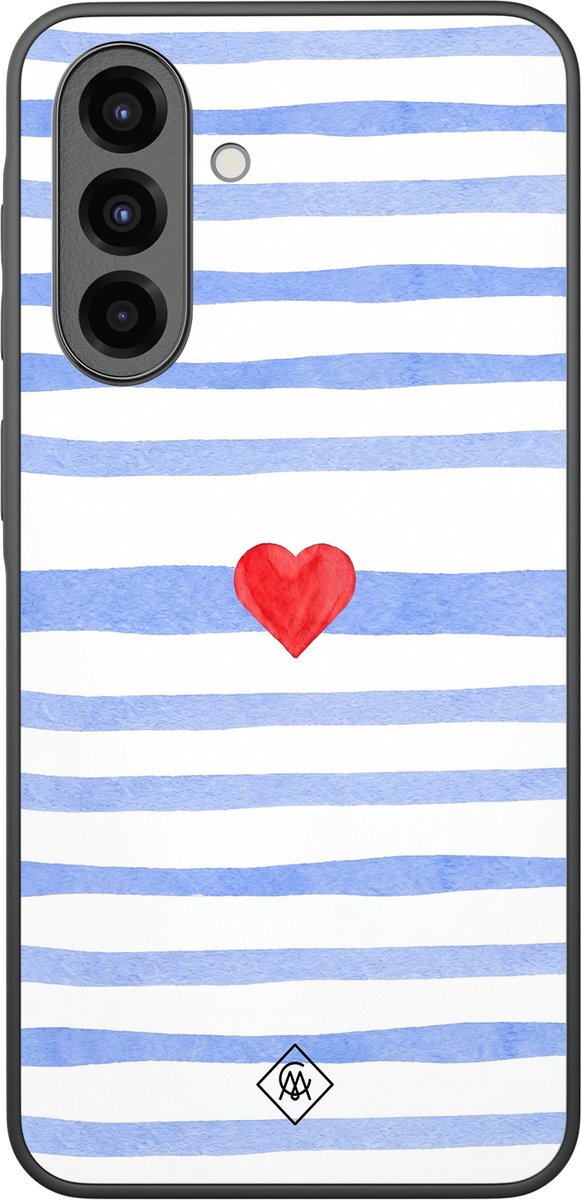 Casimoda® hoesje - Geschikt voor Samsung Galaxy A37 - Blue Love Lines - Zwart TPU Backcover - Tekst - Blauw