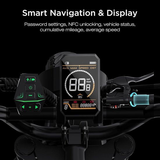 Hitway Elektrische Fiets BK36 - Trendy 20*4.0 Inch Fat Tire City Commuter EBike met Afneembare 48V 10.4Ah Lithium Batterij - Opvouwbaar Mountain E-Bike met 250W Motor - 7 Versnellingen - IP54 Waterdicht van Hitway — afbeelding 5