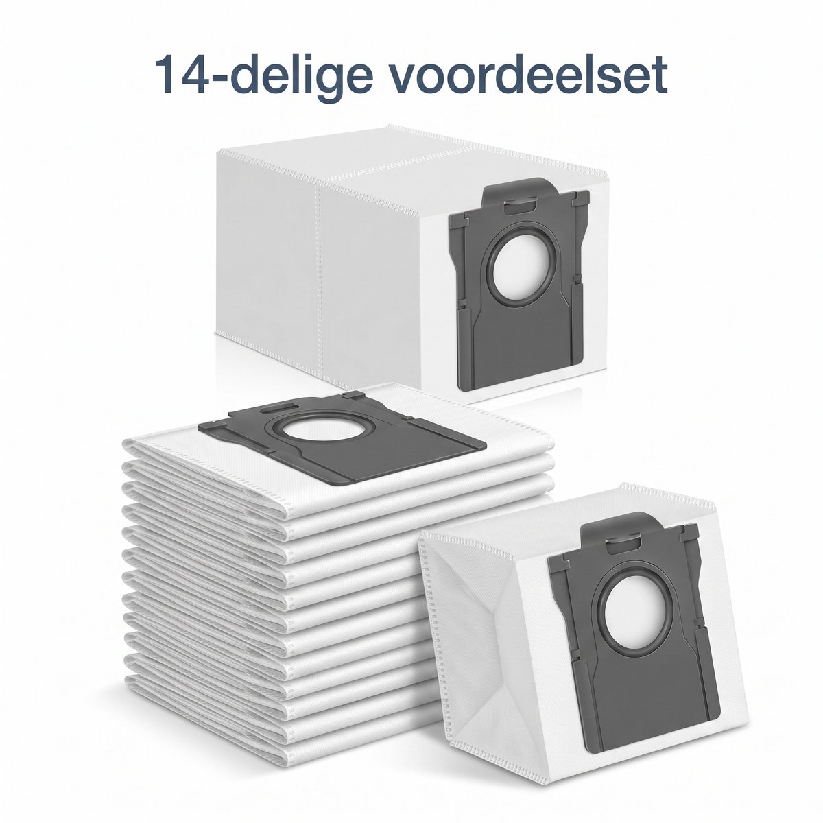 Namajunas-Stofzuigeraccessoires–stofzuigermond– Stofzuigermond & Stofzak van de stofzuiger voor Dreame en Mova robotstofzuigers – 14 stuks 4-laagse filterzakken – 99,9% filtratie, lekvrije afdichting voor dagelijkse reiniging