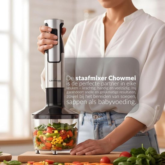 NIVA® Staafmixer Set - Inclusief 6-delige Accessoireset - Elektrische Multifunctionele Staafmixer - Zilver - 24cm x 18cm x 19cm van Niva — afbeelding 3