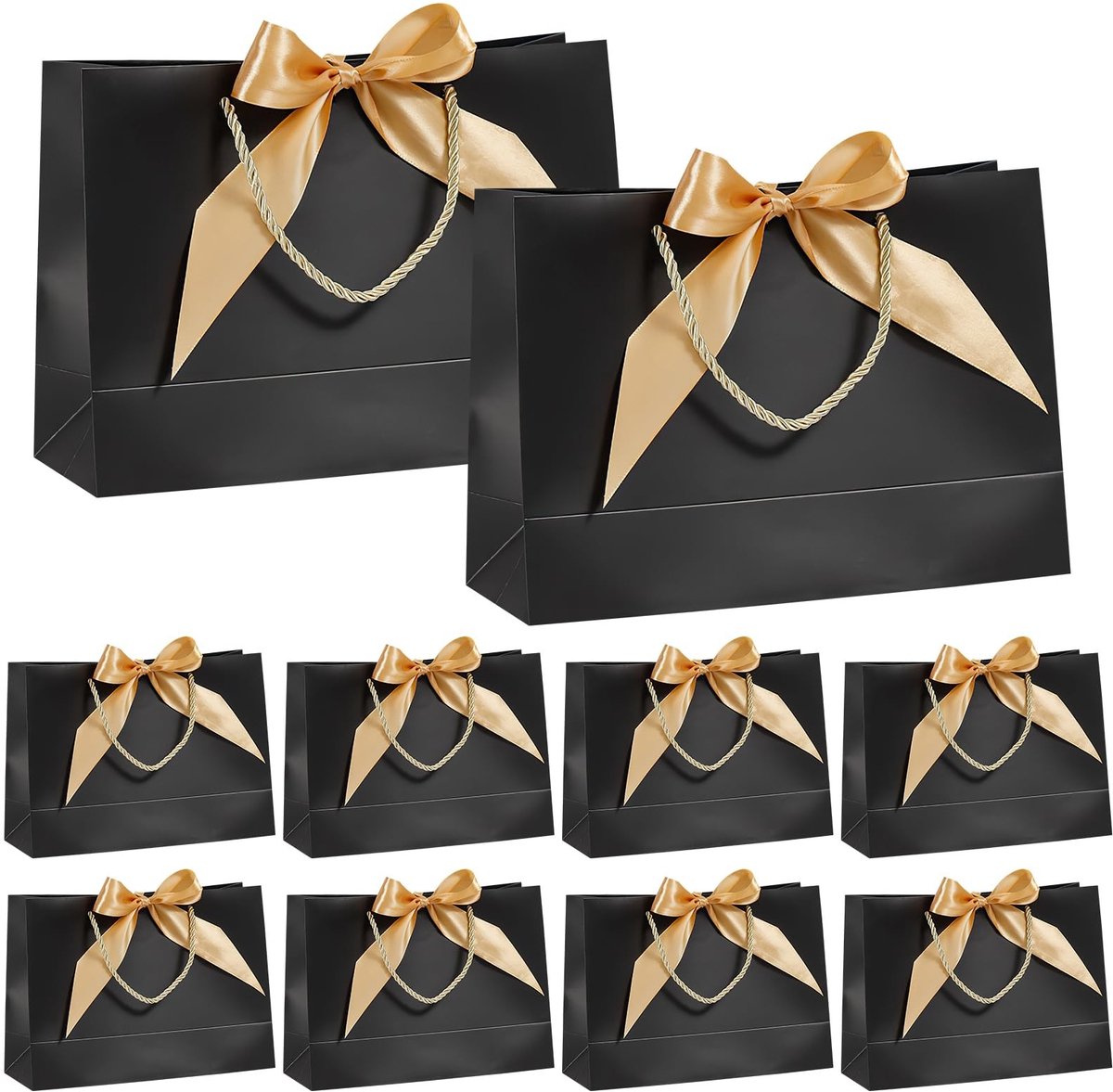 Solidchoice - Set van 10 Luxe Zwarte Cadeauzakken voor Verjaardagen