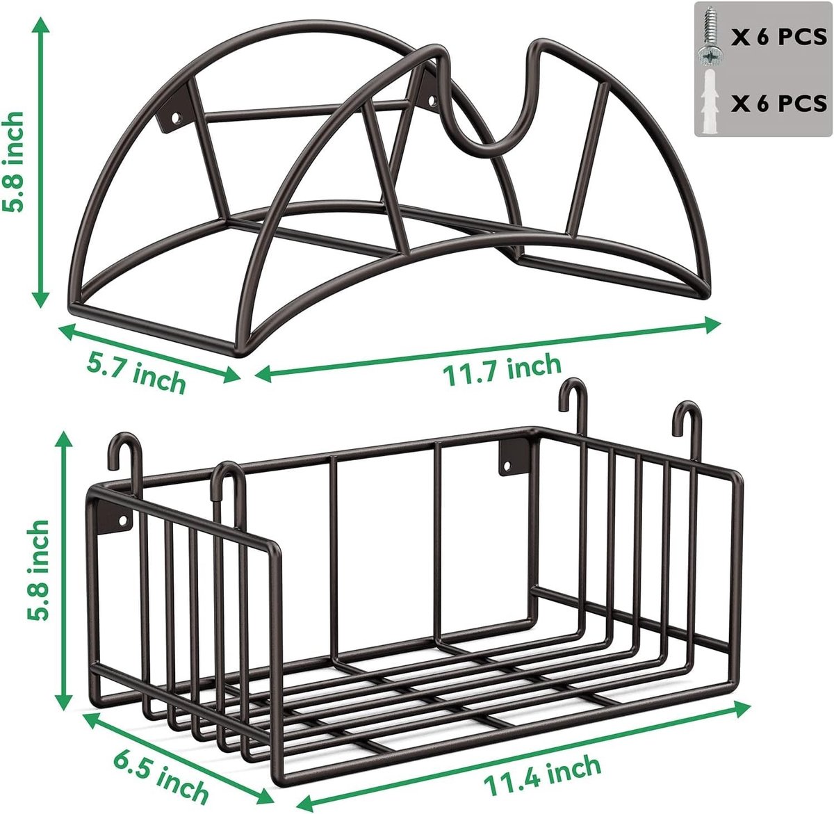 Solidchoice - Tuinslanghouder - Wandmontage met Opbergmand voor Tuin en Garage