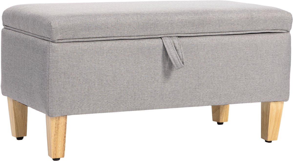 71 x 37 x 36 cm Opbergbank met Zitkussen, Voetenbank met Opbergruimte voor Woonkamer Slaapkamer Hal, Gestoffeerde Zitbank met Deksel, Schoenbankje en Voetensteun voor Interieur, Decoratieve Bank voor Huis en Kantoor, Lichtgrijs