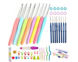 Haaknaaldenset 53 Delig - Haaknaalden met Stekenmarkeerders en Accessoires - Ergonomische Haakset met 16 Maten 0,6-6,0 mm - Haken voor Beginners en Gevorderden