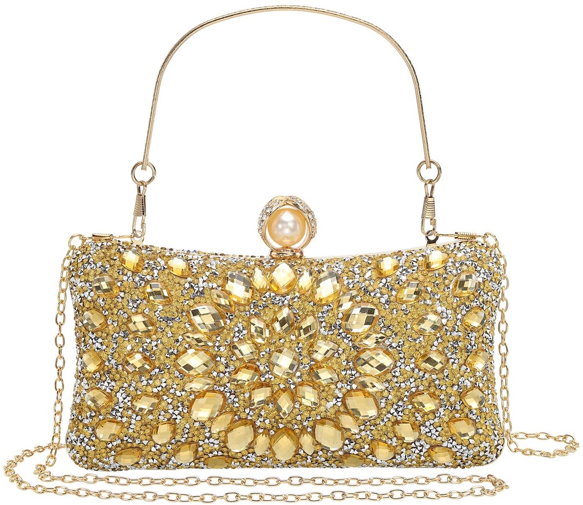 Solidchoice - Elegante Clutch Handtas met Sprankelende Kristallen voor Avondjes Uit