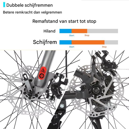 Mountainbike - Voor heren en dames / volwassenen - 21 versnellingen, volledige vering, dubbele schijfrem - 66 cm, blauw — afbeelding 5