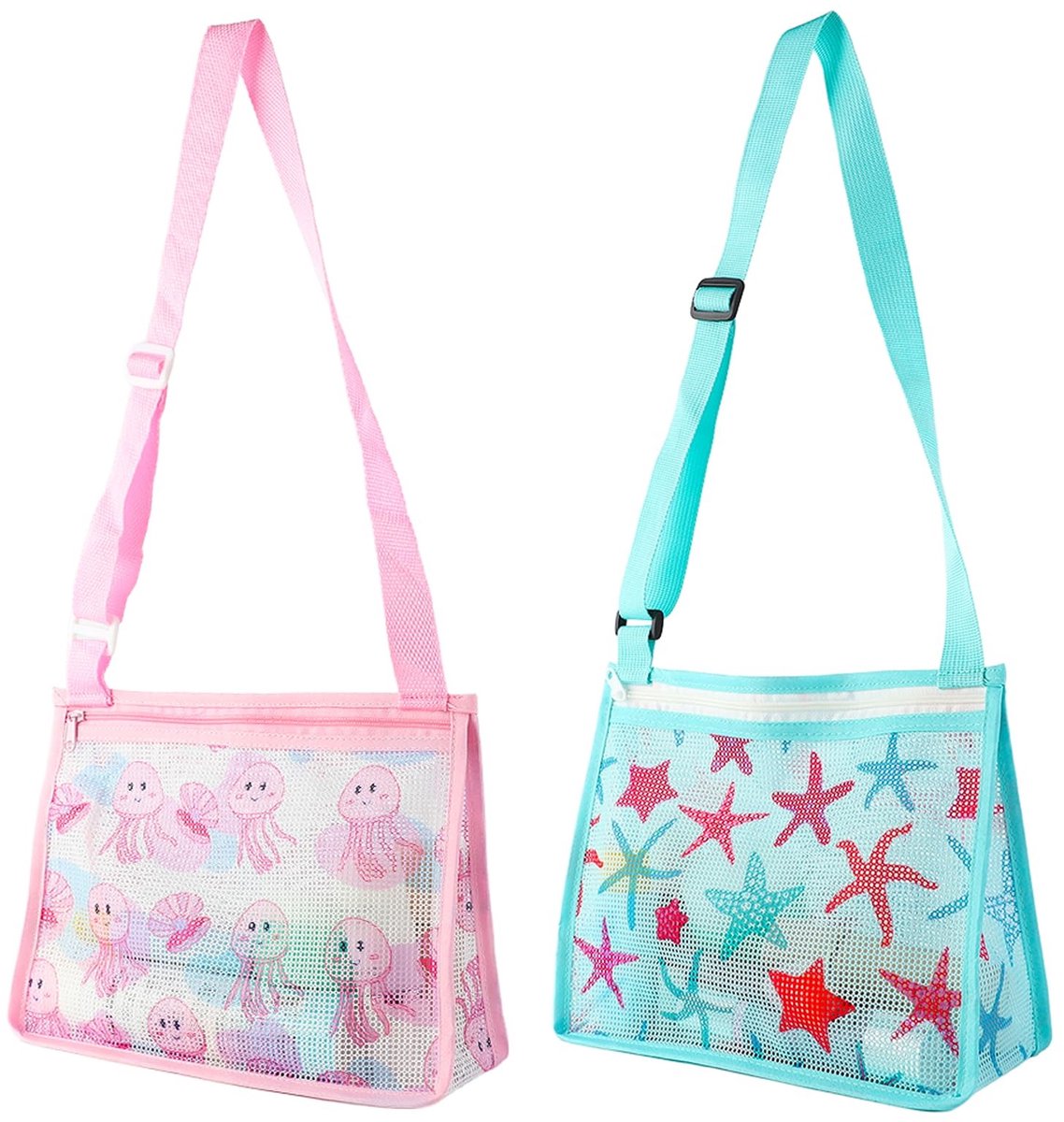 Solidchoice - Mesh Strandtas met Verstelbare Schouderbanden, 2 Stuks