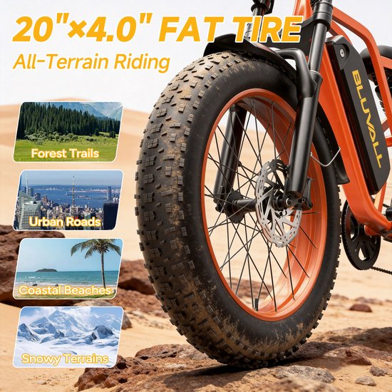 Elektrische Fiets - Elektrische fietsen - Motor 250W - 20 Inch City Commuter EBike - max belasting 150kg - kleurendisplay - 25 km/h - 7 Versnellingen - 3 rijmodi - Verwijderbare accu met slot - Oranje — afbeelding 5