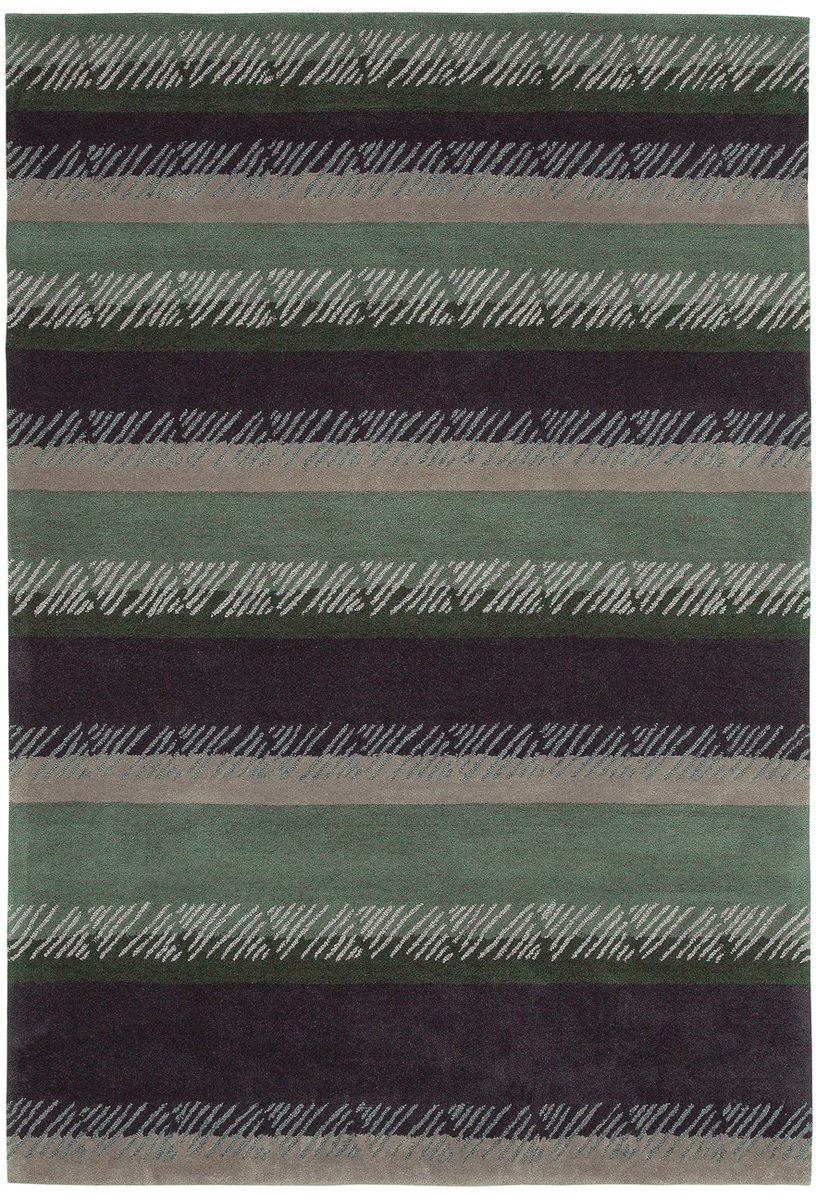 Padiro laagpolig vloerkleed 170 x 240 cm - meerkleurig / grijsgroen - modern streeppatroon - geschikt voor vloerverwarming - van modacryl