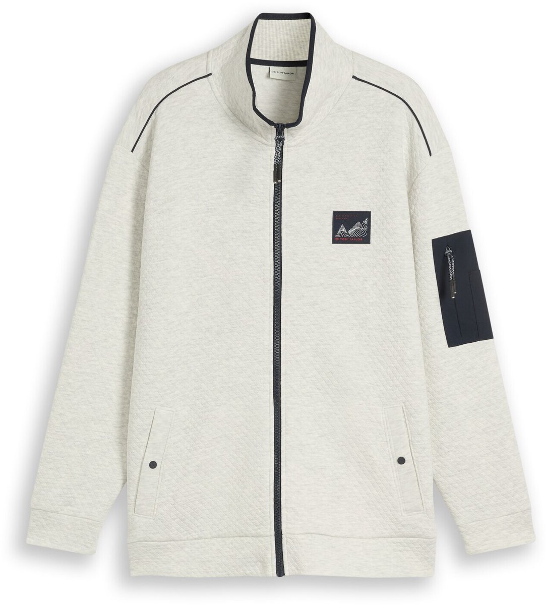 Tom Tailor - Plus Size - Sweatjack met opstaande kraag - Maat 3XL - soft buttercream melange