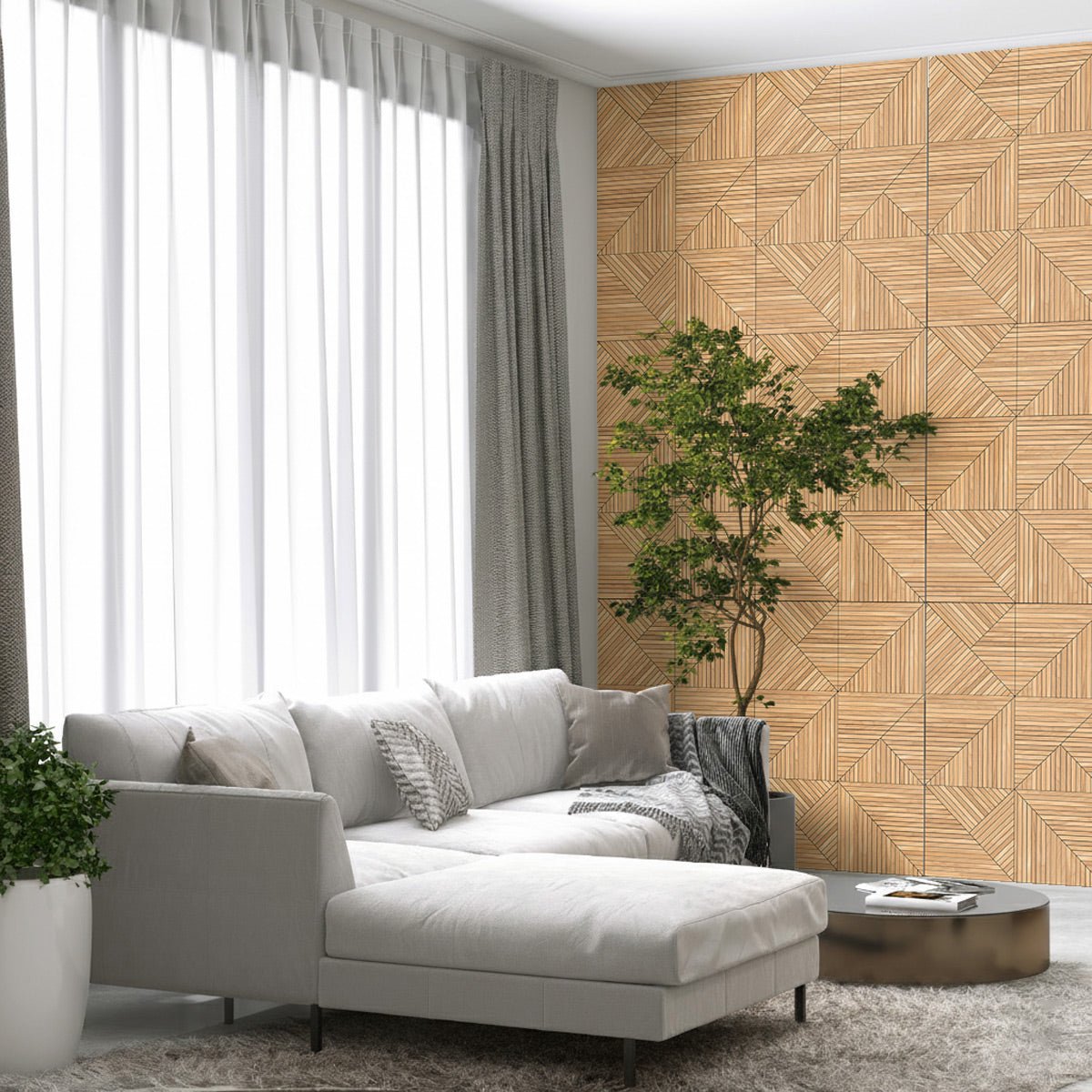 Zelfklevende vinyl muurbekleding op rol per meter - Muursticker met houtnerfpatroon - TESSELLA - 60x100cm