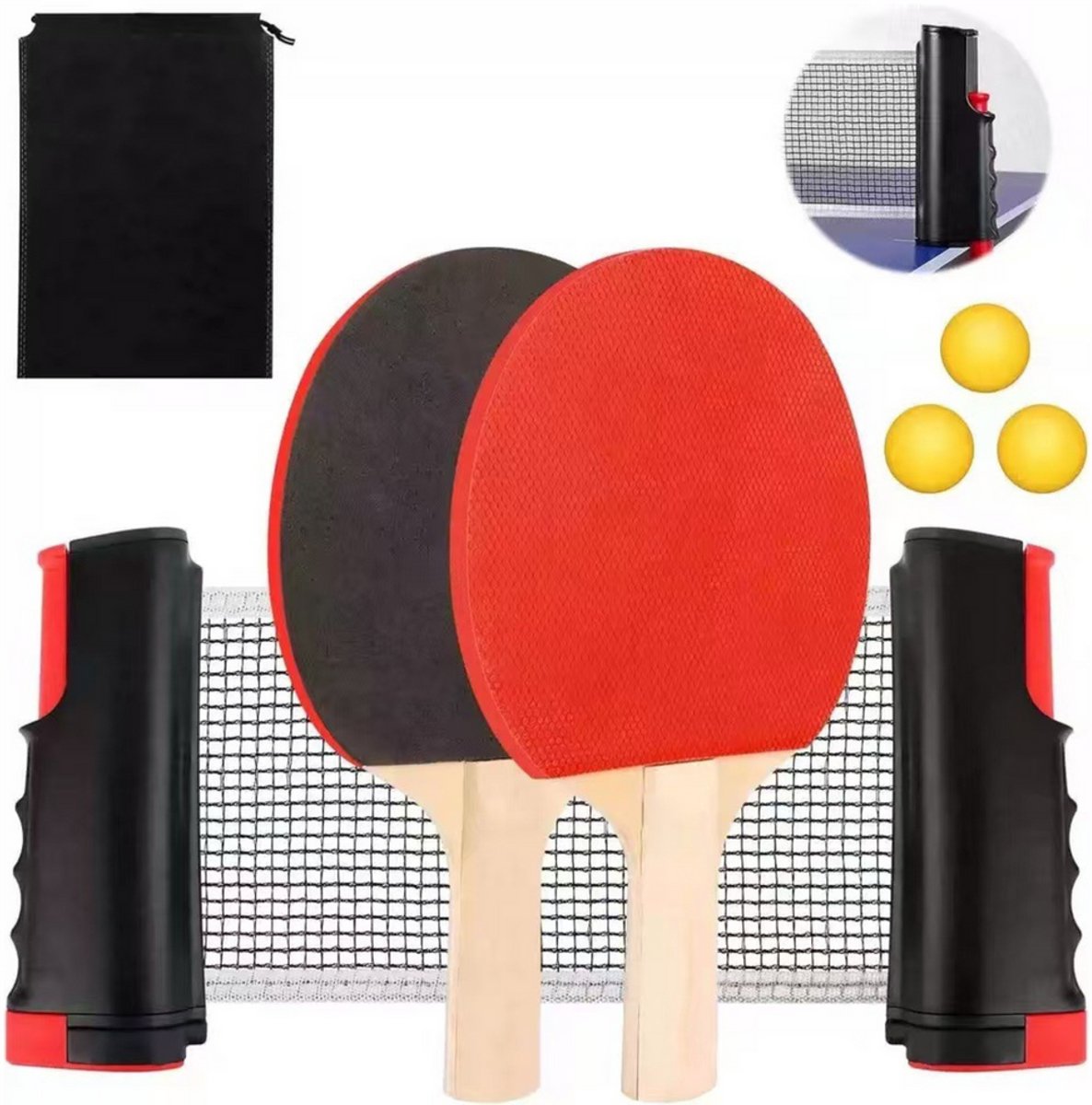 Pingpongtafeltennisset Netrackets Ballen 3st