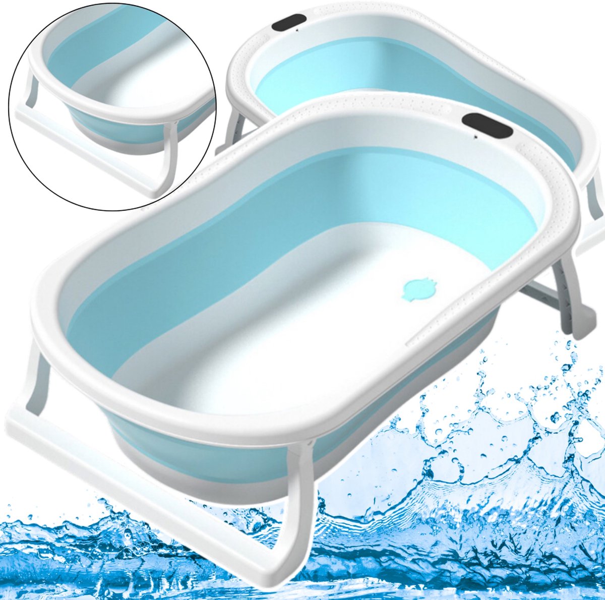 Draagbaar Reisbad voor Baby's - Opvouwbare Badkuip 75x46 cm - Blauw