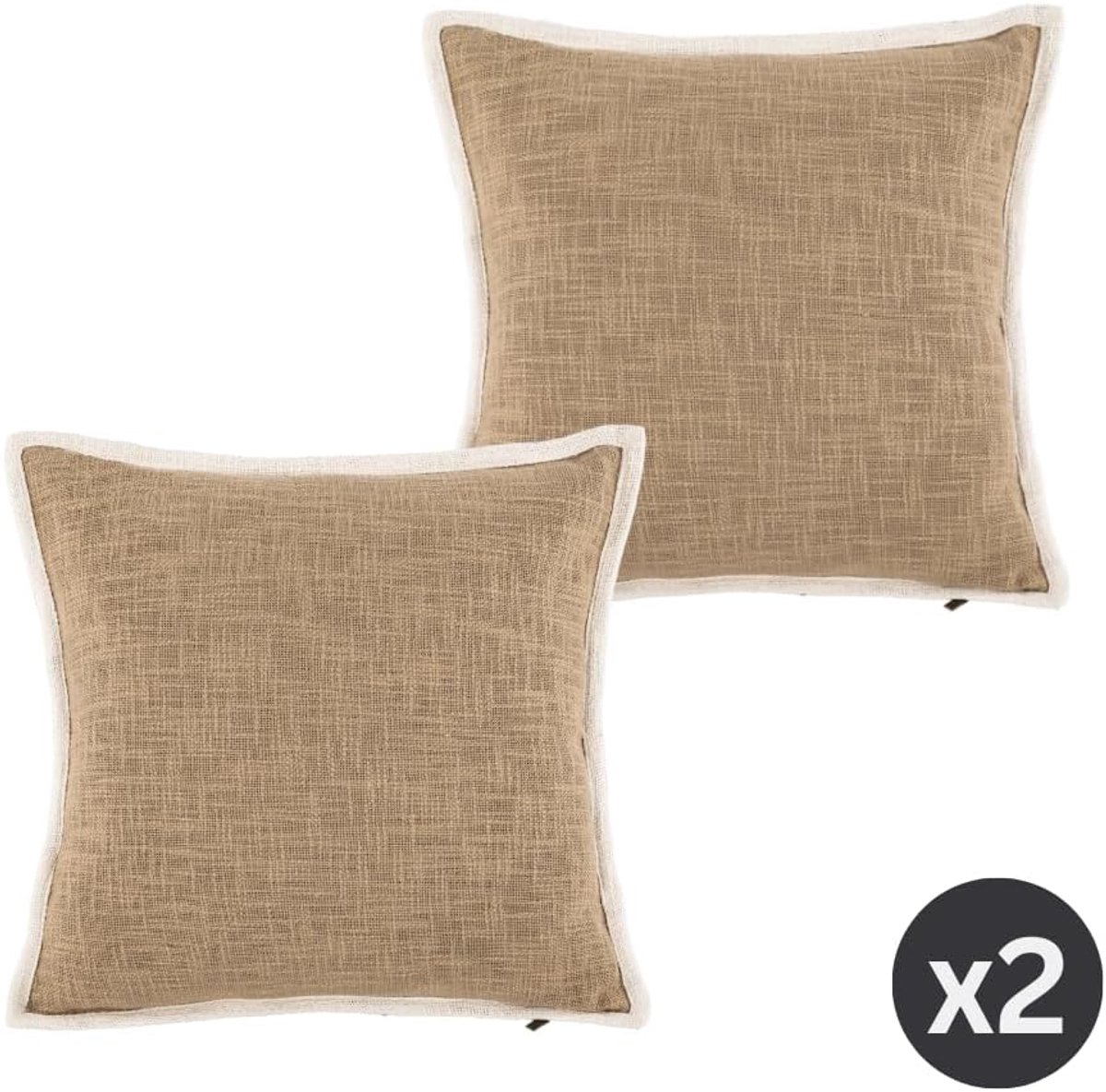 Tiseco - Kussen (gevuld) COTTON SLUB CONTRAST - SET/2-45x45 cm - Zand - ShopVlot