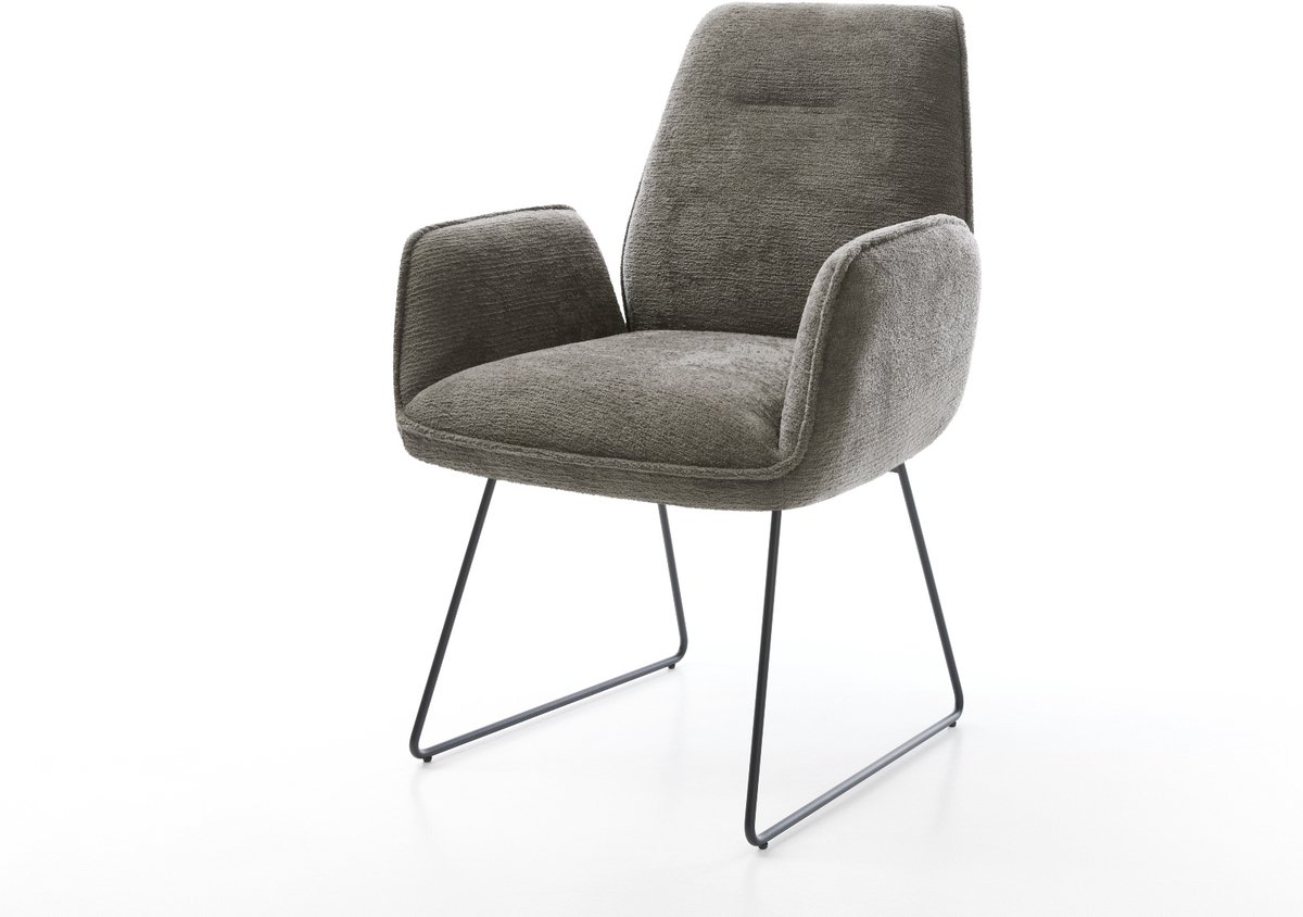 Gestoffeerde-stoel Zoa-Flex slipframe zwart bouclé zacht mud pocketveer kern
