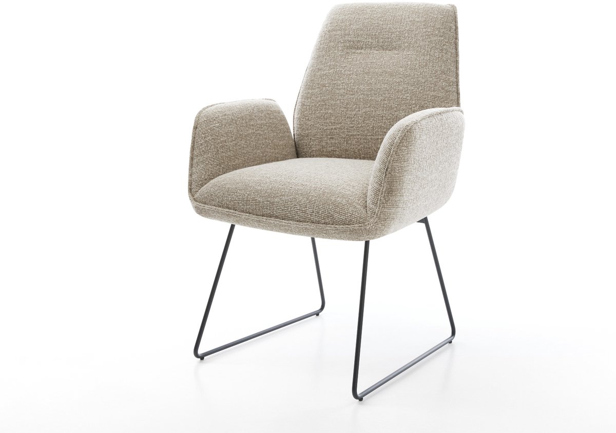 Gestoffeerde-stoel Zoa-Flex slipframe zwart geweven stof beige pocketveer kern