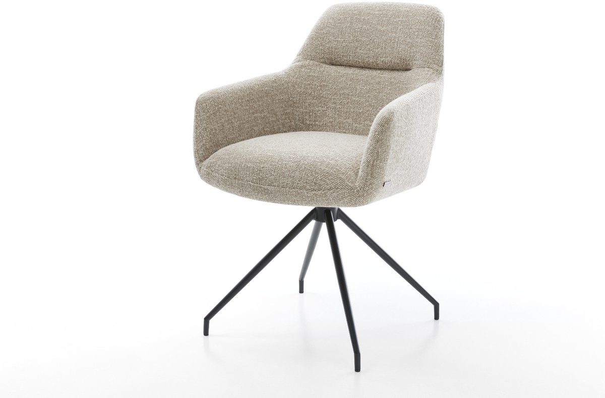 Gestoffeerde-stoel Pejo-Flex kruisframe conisch zwart geweven stof beige pocketveer kern