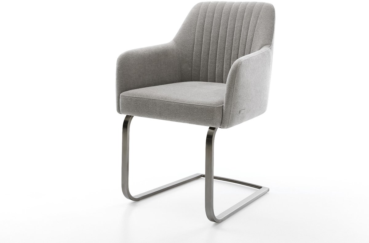 Sledestoel Greg-Flex sledemodel vlak grafiet zachte stof met structuur grijs pocketveer kern
