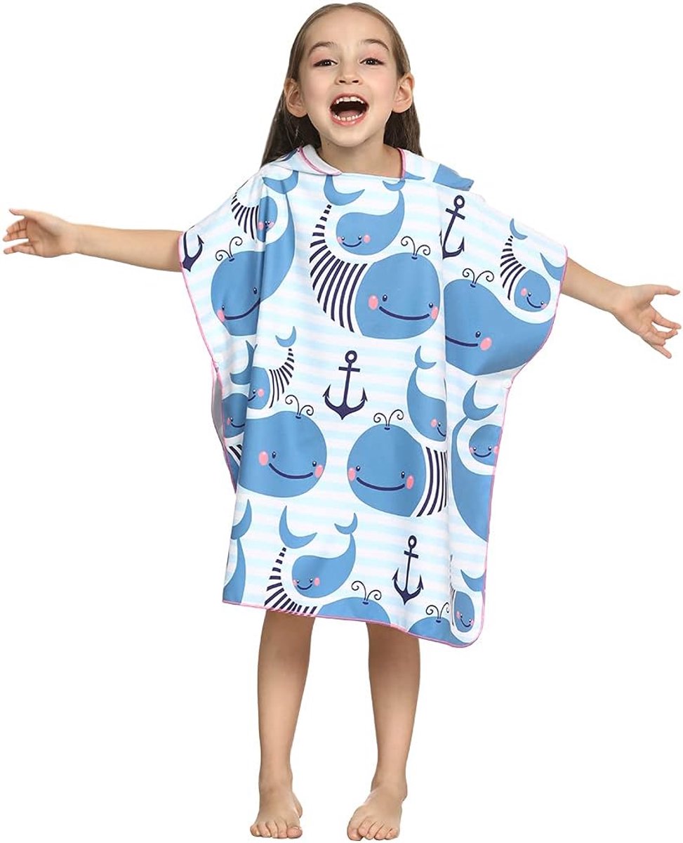 Kid Hooded Beach Towel for Girls Boys Toddlers Pool Swimming Towel with Hood Bath Towel with Hat (Whale,M 6650cm) - ShopVlot