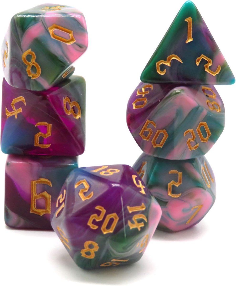 Gothic Festive Poison Polyset Dice - Dungeons and Dragons - Polyhedral & RPG Dice - D&D Dice - ShopVlot
