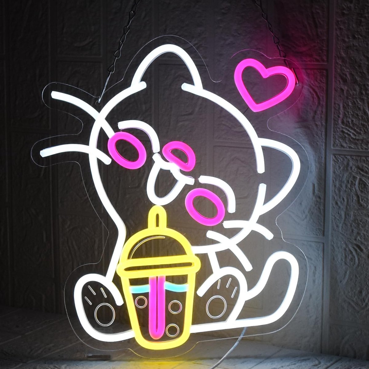 Beverage Cat Neon Sign Cat Boba Tea LED Dimmable Neon Sign Cat for Bedroom Dessert Bar Cafe Kitchen Restaurant Drink - ShopVlot