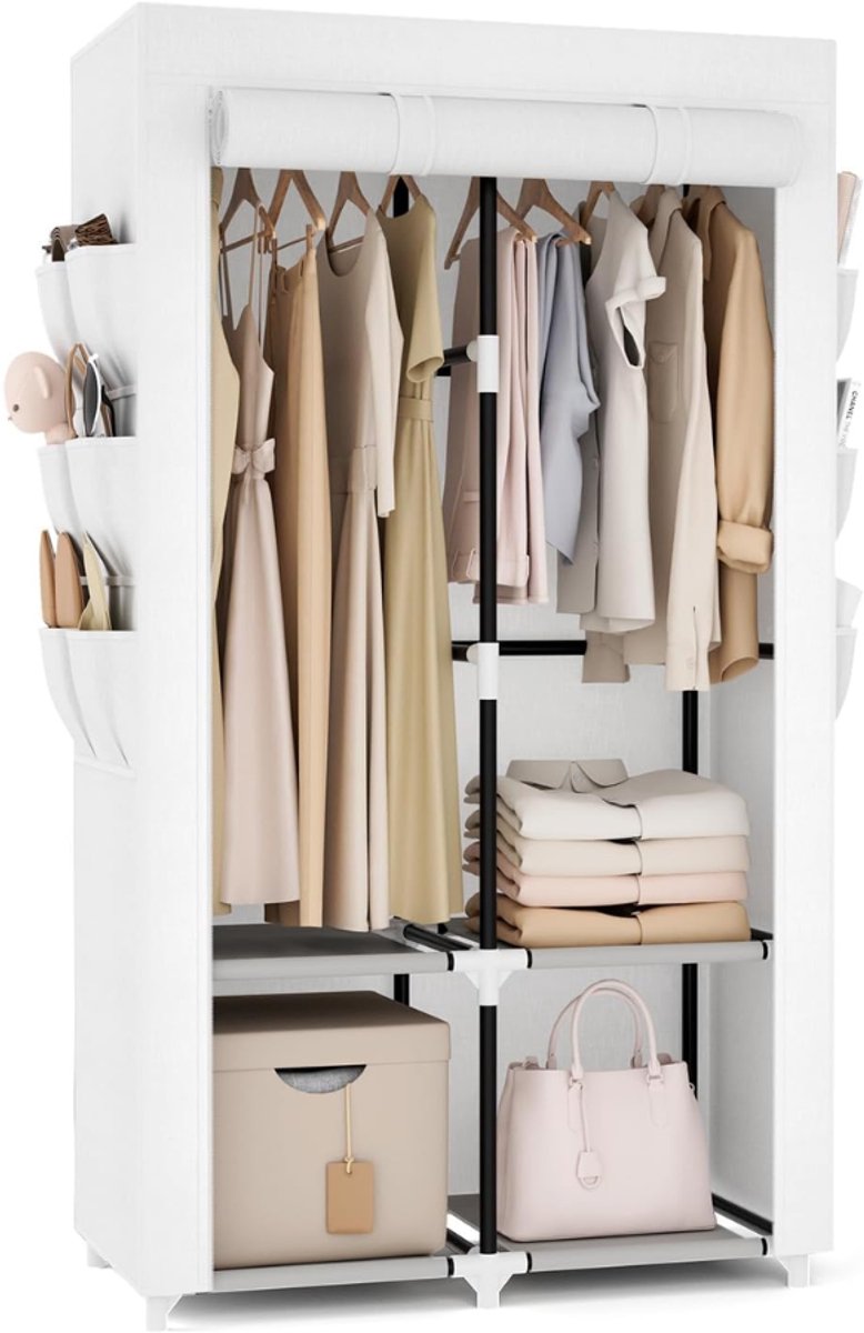 ZRNS® Kledingkasten Slaapkamer - Stoffen Garderobekast - Opbergkast Kleding - Dressingkast - Wit